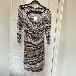 Calvin Klein snake print body con wrap dress NWT